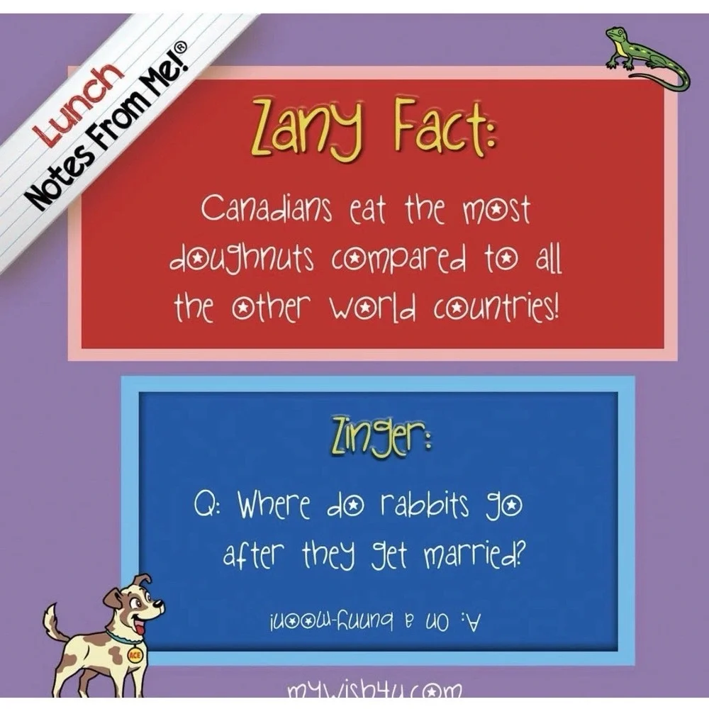 Lunch Notes From Me! Zany Facts & Zingers 101 Tear-Off Lunchbox Notes  Brand New
